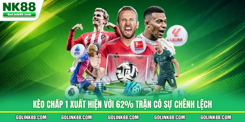 Kèo chấp 1 xuất hiện với 62% trận có sự chênh lệch